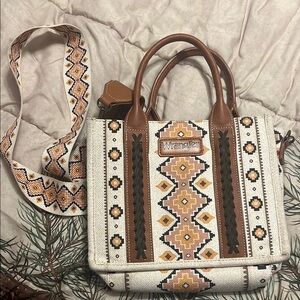 Wrangler Beige and Brown Patterned Tote Bag